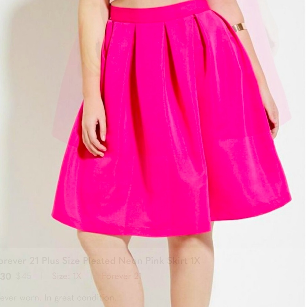 Forever 21 Hot Pink Pleated Skater Skirt